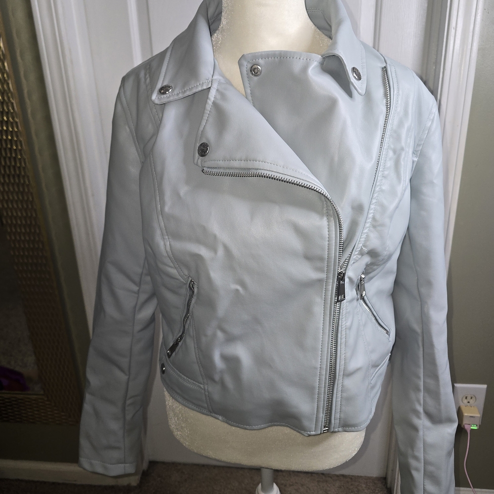 Primark Women's Soft Gray Leather Jacket